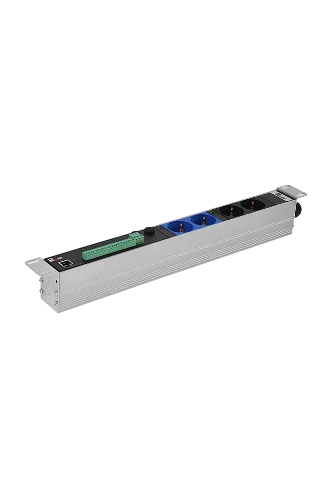 Упр. блок розеток с монит. Rem-MC1 2x2 S, 32A, алюм., 19", колодка