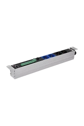 Упр. блок розеток с монит. Rem-MC1 2x2 S, 32A, алюм., 19", колодка