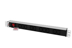 Блок розеток Rem-10 без шнура с выкл., 10 IEC 60320 C13, вход IEC 60320 C14, 10A, алюм., 19"