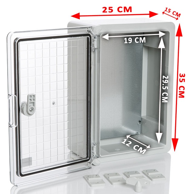 PP3012 Пластиковый шкаф с монт. панелью, IP65. УХЛ1., 250х350х150, прозрачная дверца