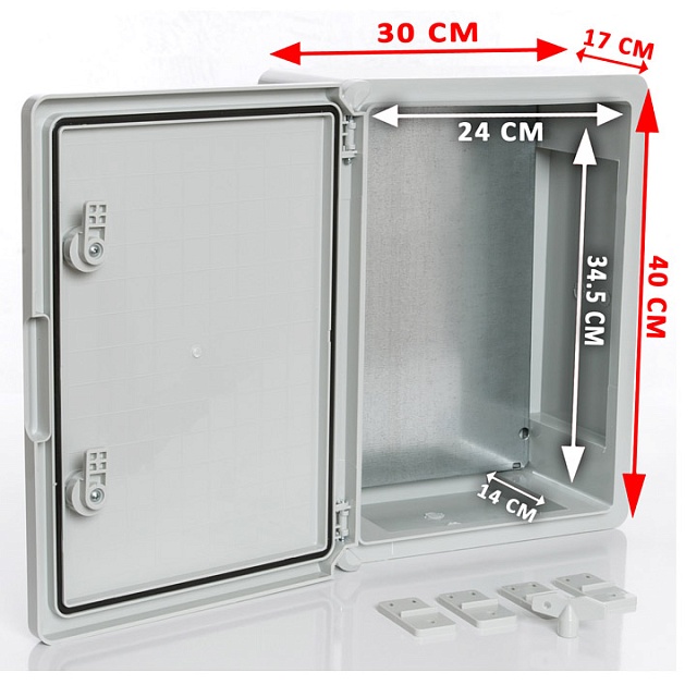 PP3004 Пластиковый шкаф с монт. панелью, IP65. УХЛ1., 300х400х170, непрозрачная дверца