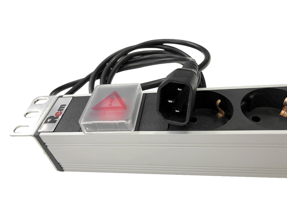 Блок розеток Rem-10 с выкл., 8 Sсhuko, 10 A, алюм., 19", шнур 1.8 м. IEC 60320 C14