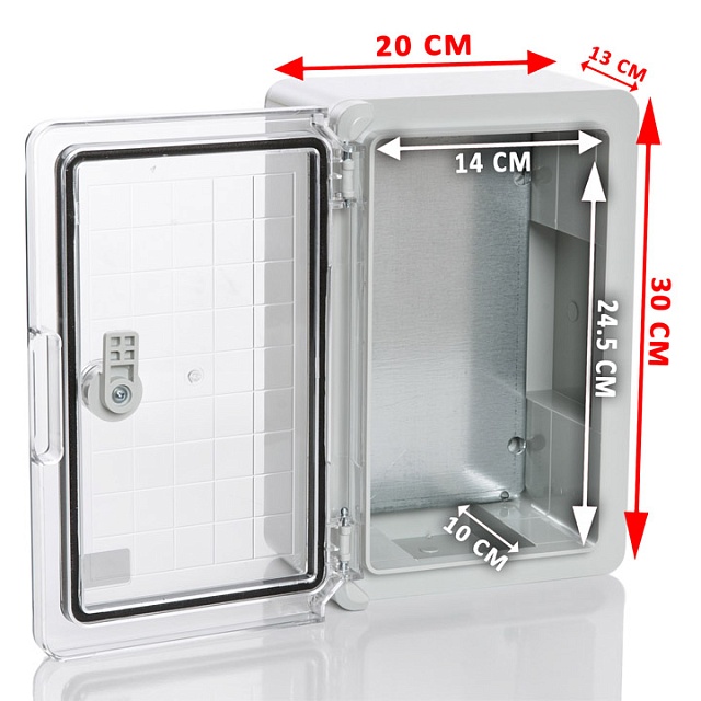 PP3011 Пластиковый шкаф с монт. панелью, IP65. УХЛ1., 200х300х130, прозрачная дверца