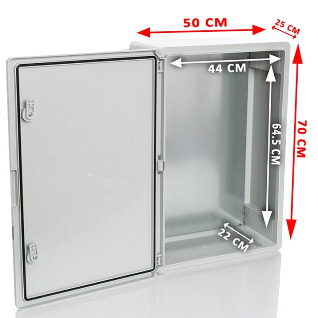 PP3010 Пластиковый шкаф с монт. панелью, IP65. УХЛ1., 500х700х250, непрозрачная дверца